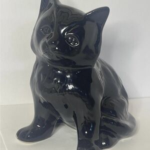 Elegant Black Ceramic Cat Figurine